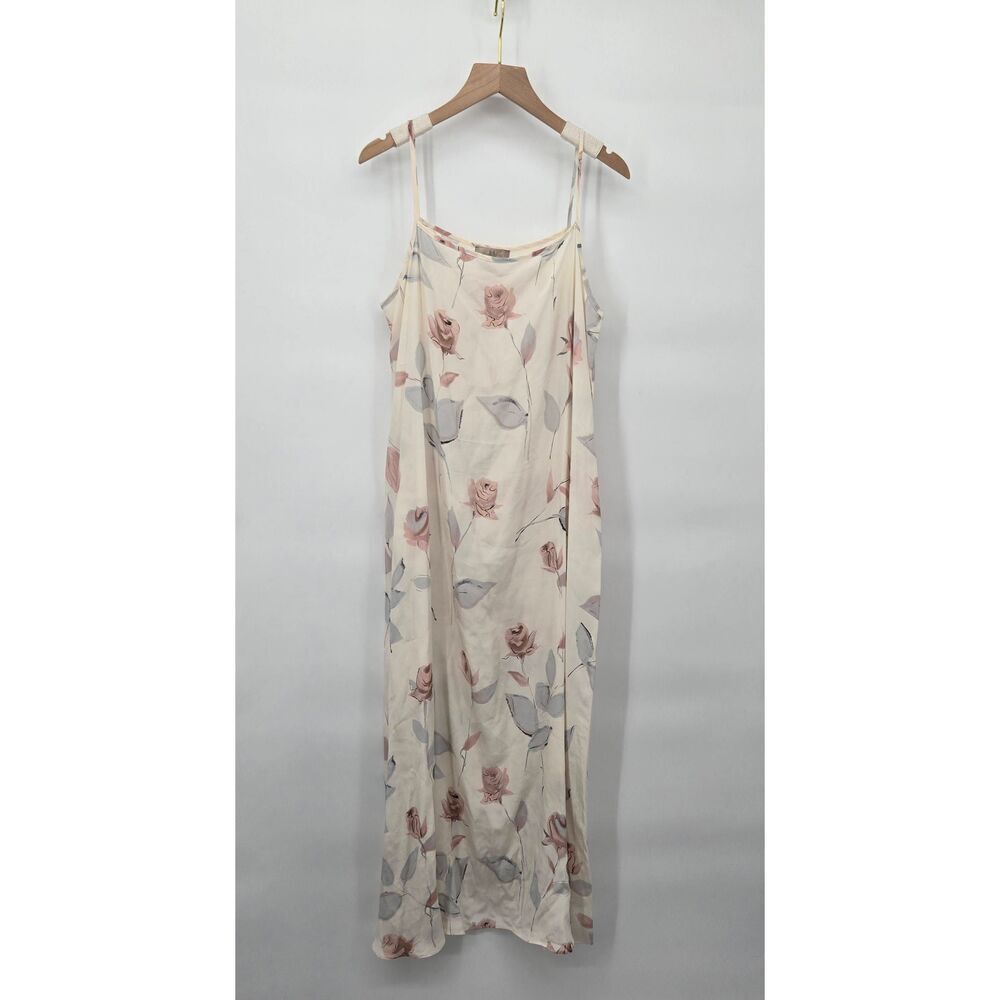 H Halston 100% Silk Slip Dress Size Small Floral Cottage Cottagecore Romantic Ke